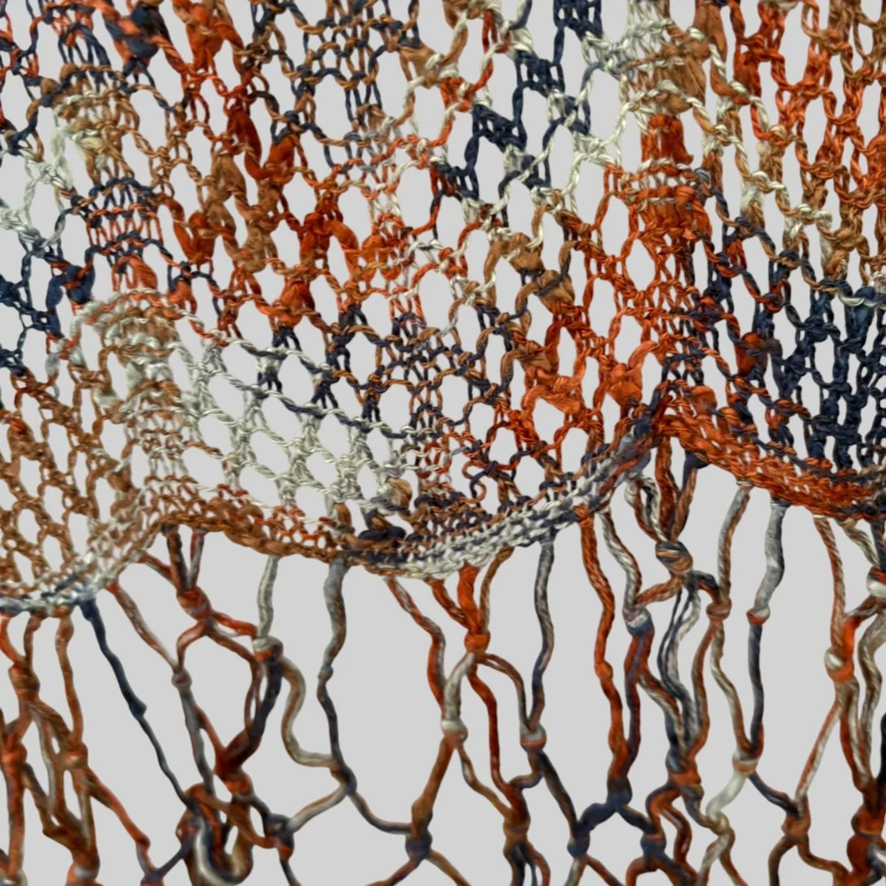 Handmade Crochet Scarf Brown Blue Large